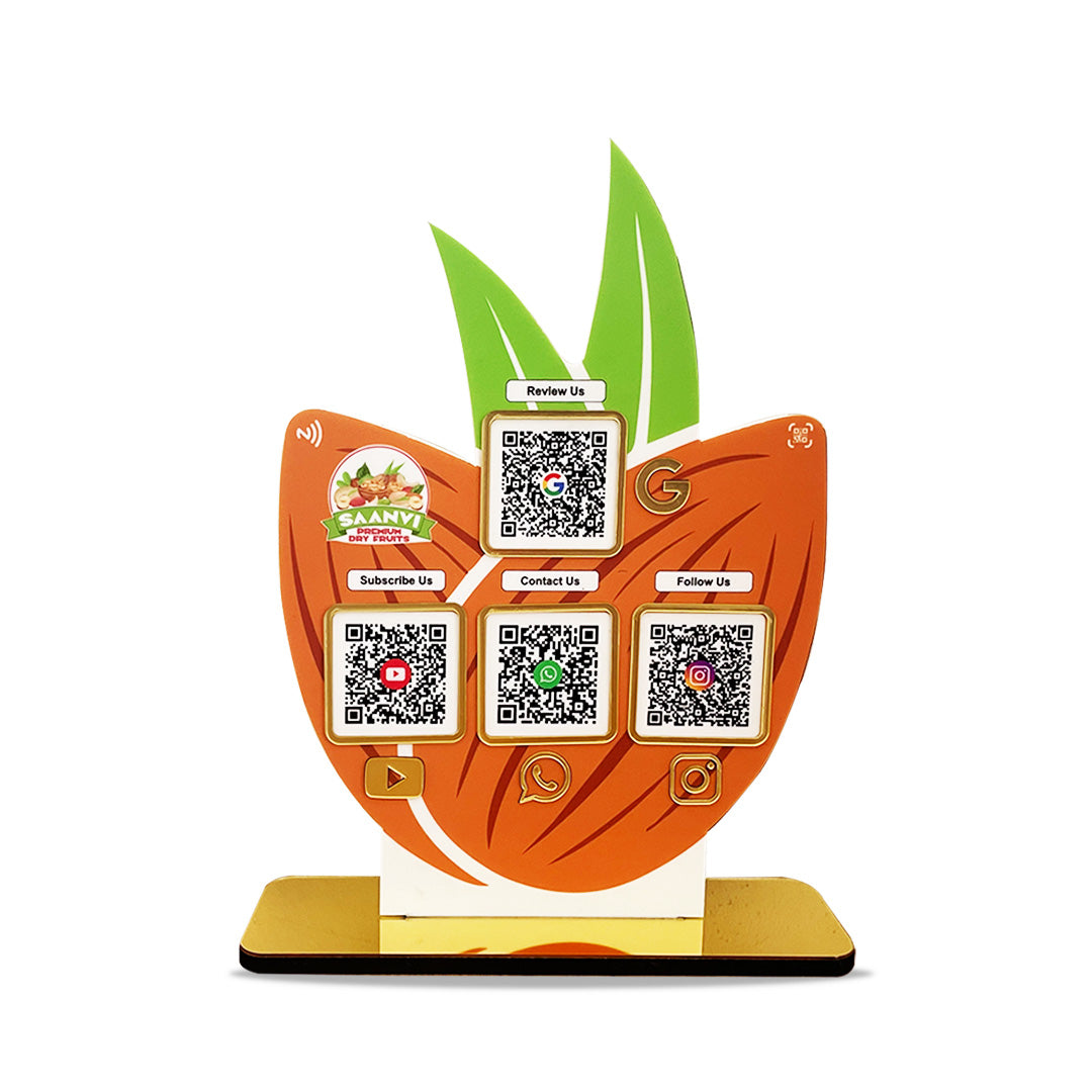 Almond Shaped Smart NFC 4 QR Standee