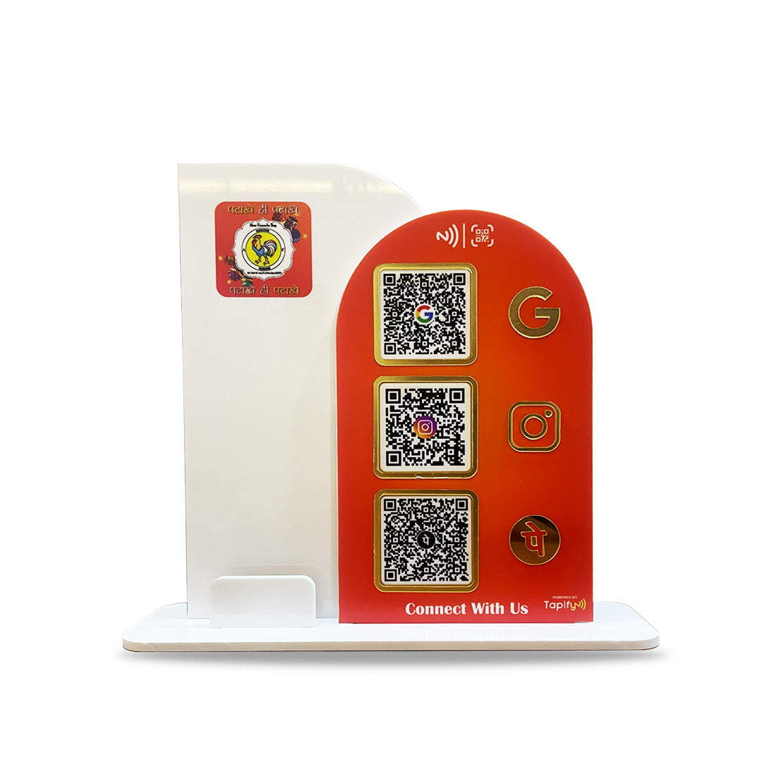Premium Arch Shaped Smart NFC 3-in-1 in Cutout ( With card Holder ) White & Red Theme