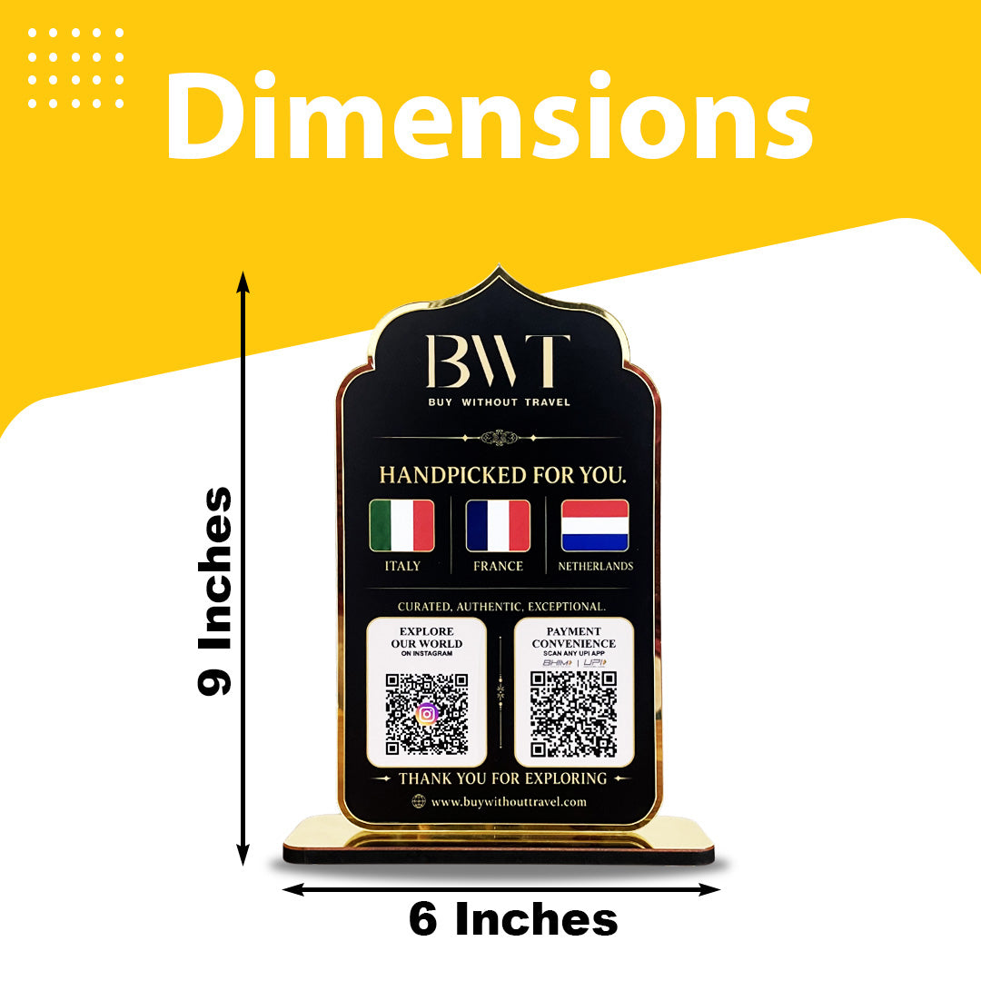 Premium Smart NFC 3-in-1 Table Top Standee - Arch Style - Black Gold Edition