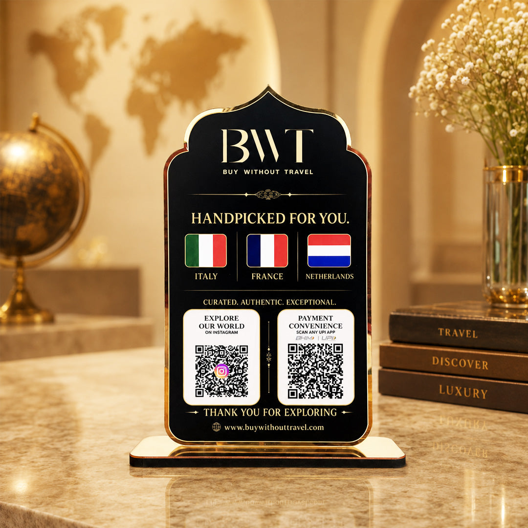 Premium Smart NFC 3-in-1 Table Top Standee - Arch Style - Black Gold Edition