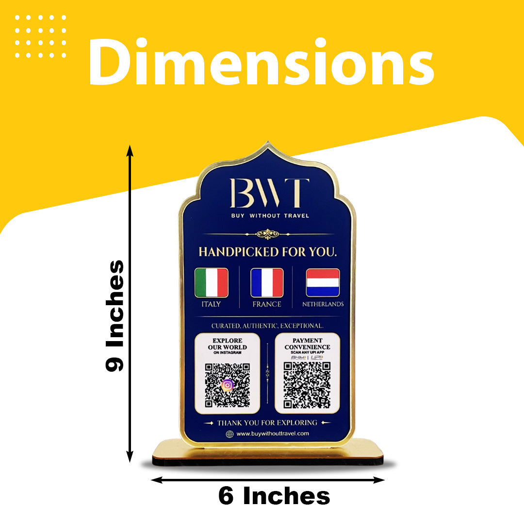 Premium Smart NFC 3-in-1 Table Top Standee - Arch Style - Blue Gold Edition