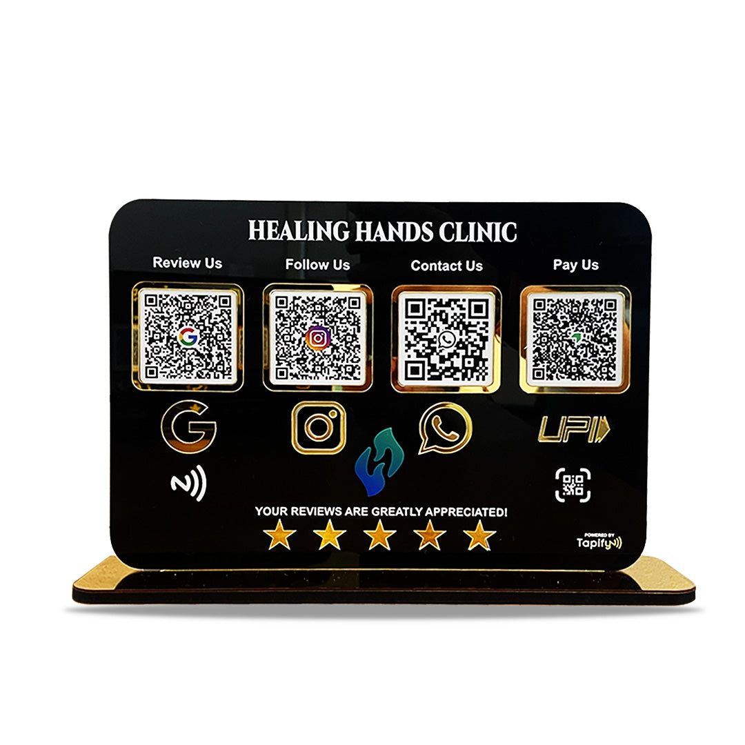Smart NFC 4-in-1 Table Top Standee - Landscape Edition | Black Colour