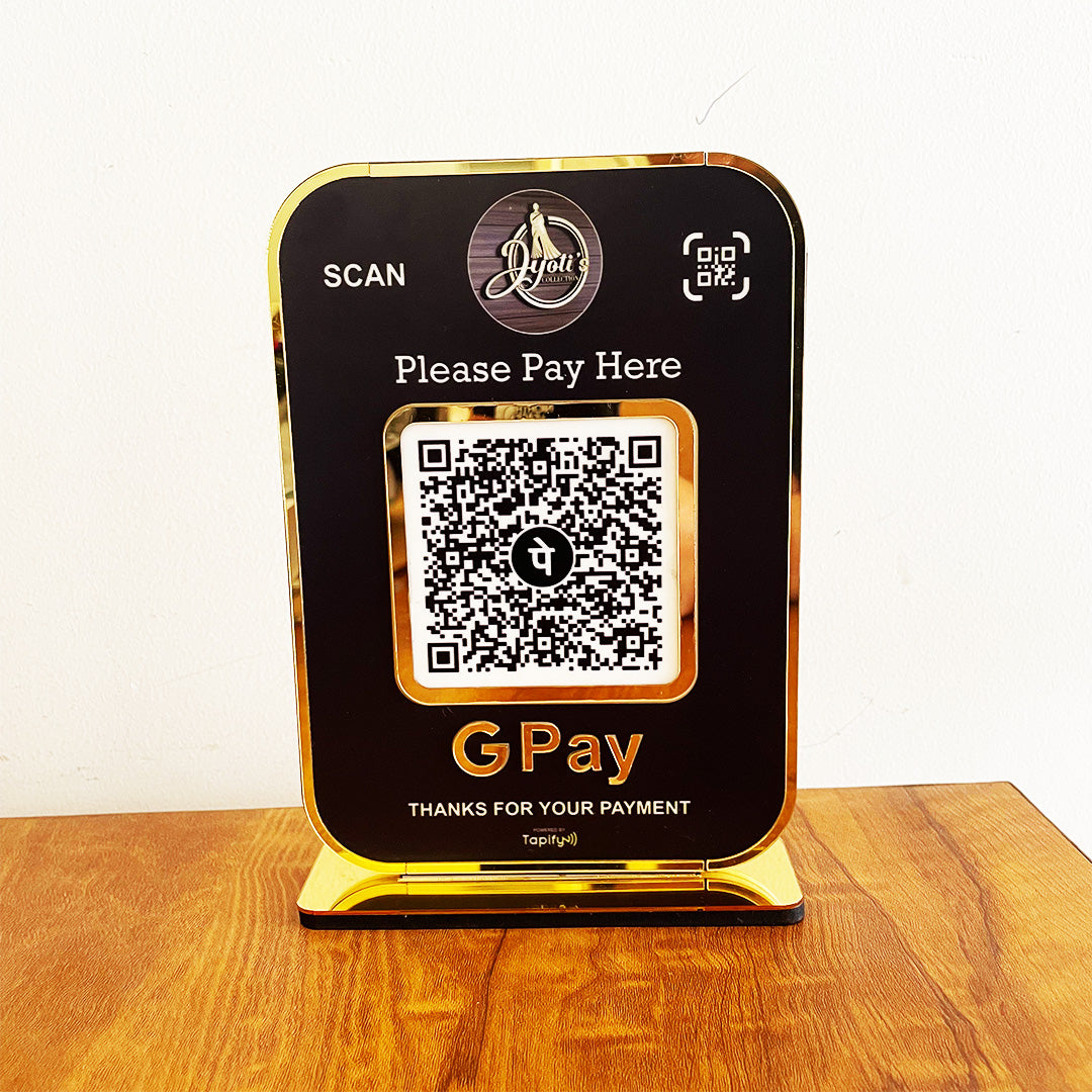 Premium  Big Size Smart NFC 1 QR Table Top Standee | Black Colour