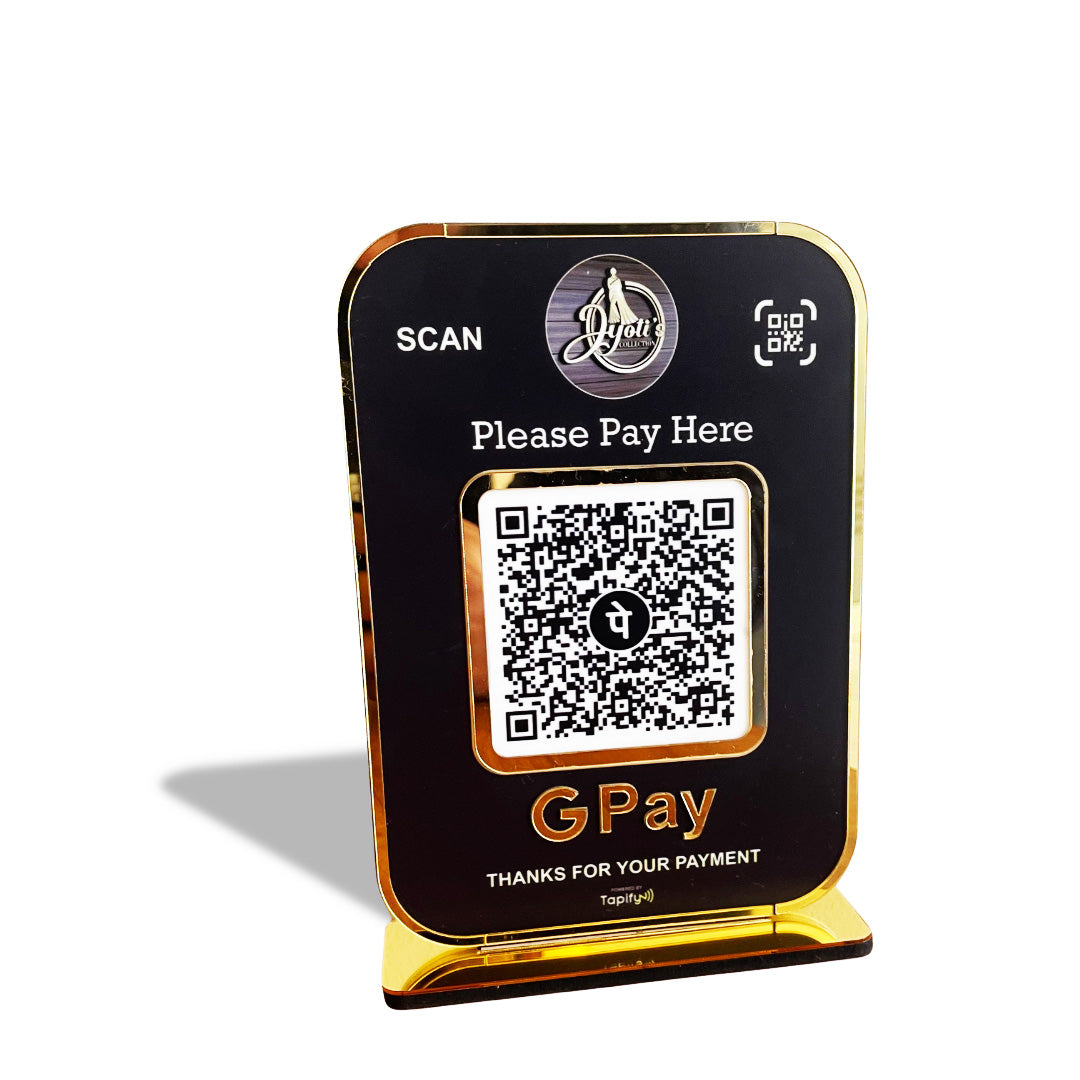 Premium  Big Size Smart NFC 1 QR Table Top Standee | Black Colour