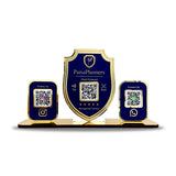 Premium Shield Shaped Smart NFC 3-in-1 Table Top Standee - Blue Colour