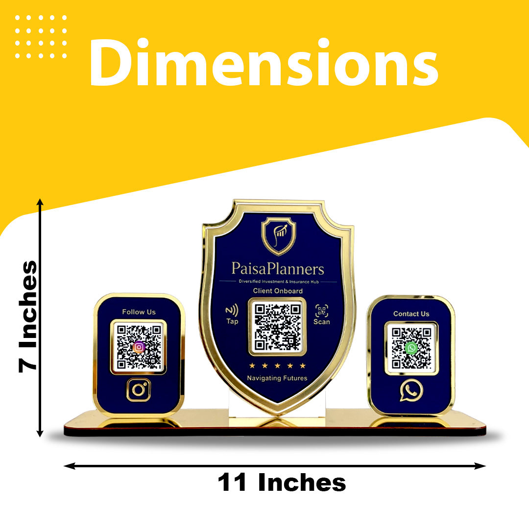 Premium Shield Shaped Smart NFC 3-in-1 Table Top Standee - Blue Colour