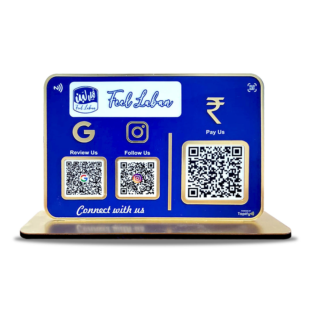 Big UPI + Social Media - Smart NFC 3-in-1 Table Top Standee | Blue Colour