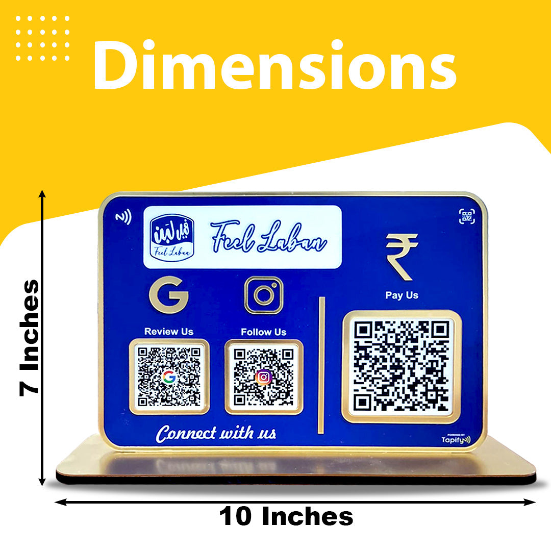 Big UPI + Social Media - Smart NFC 3-in-1 Table Top Standee | Blue Colour