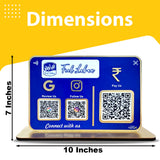 Big UPI + Social Media - Smart NFC 3-in-1 Table Top Standee | Blue Colour
