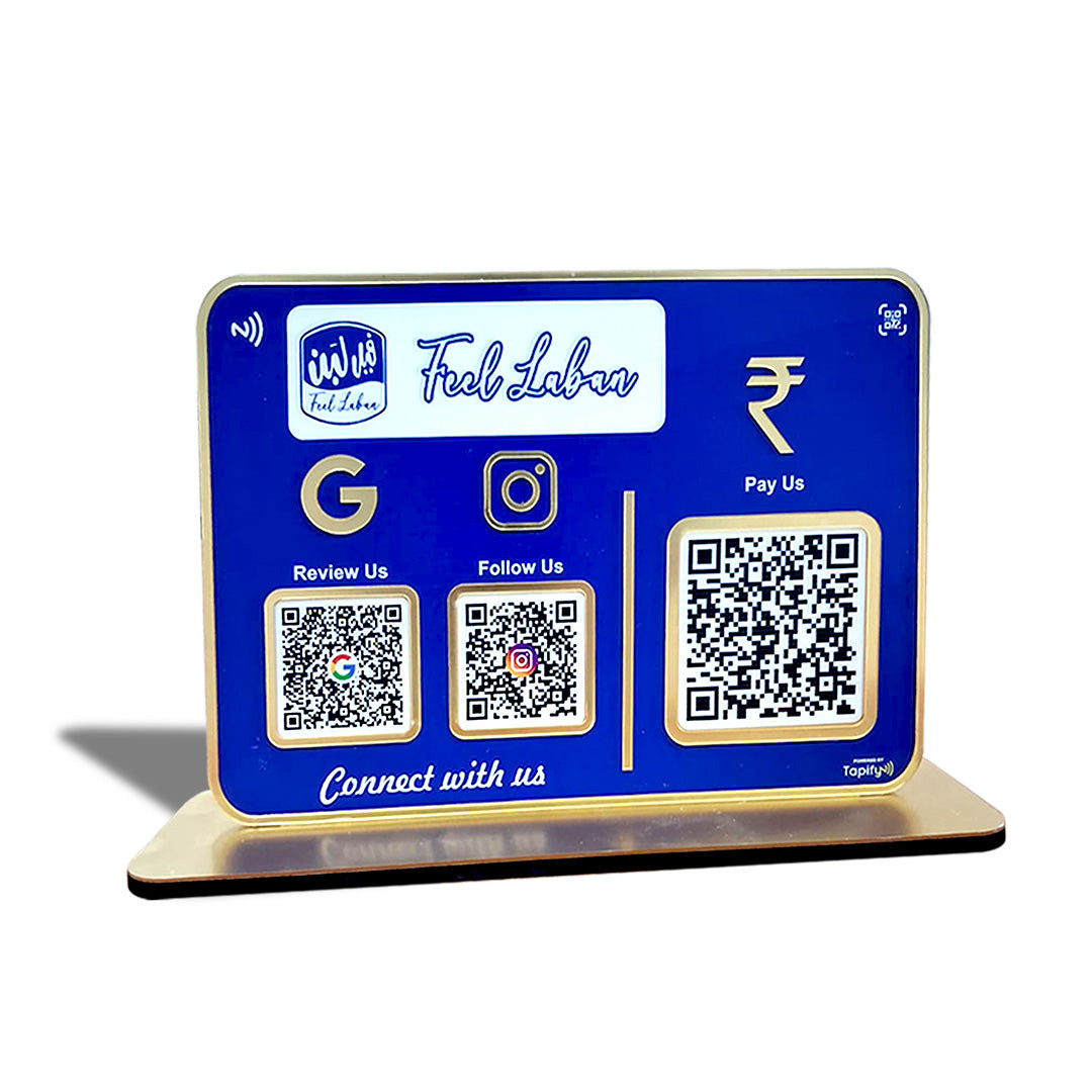 Big UPI + Social Media - Smart NFC 3-in-1 Table Top Standee | Blue Colour