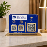 Big UPI + Social Media - Smart NFC 3-in-1 Table Top Standee | Blue Colour