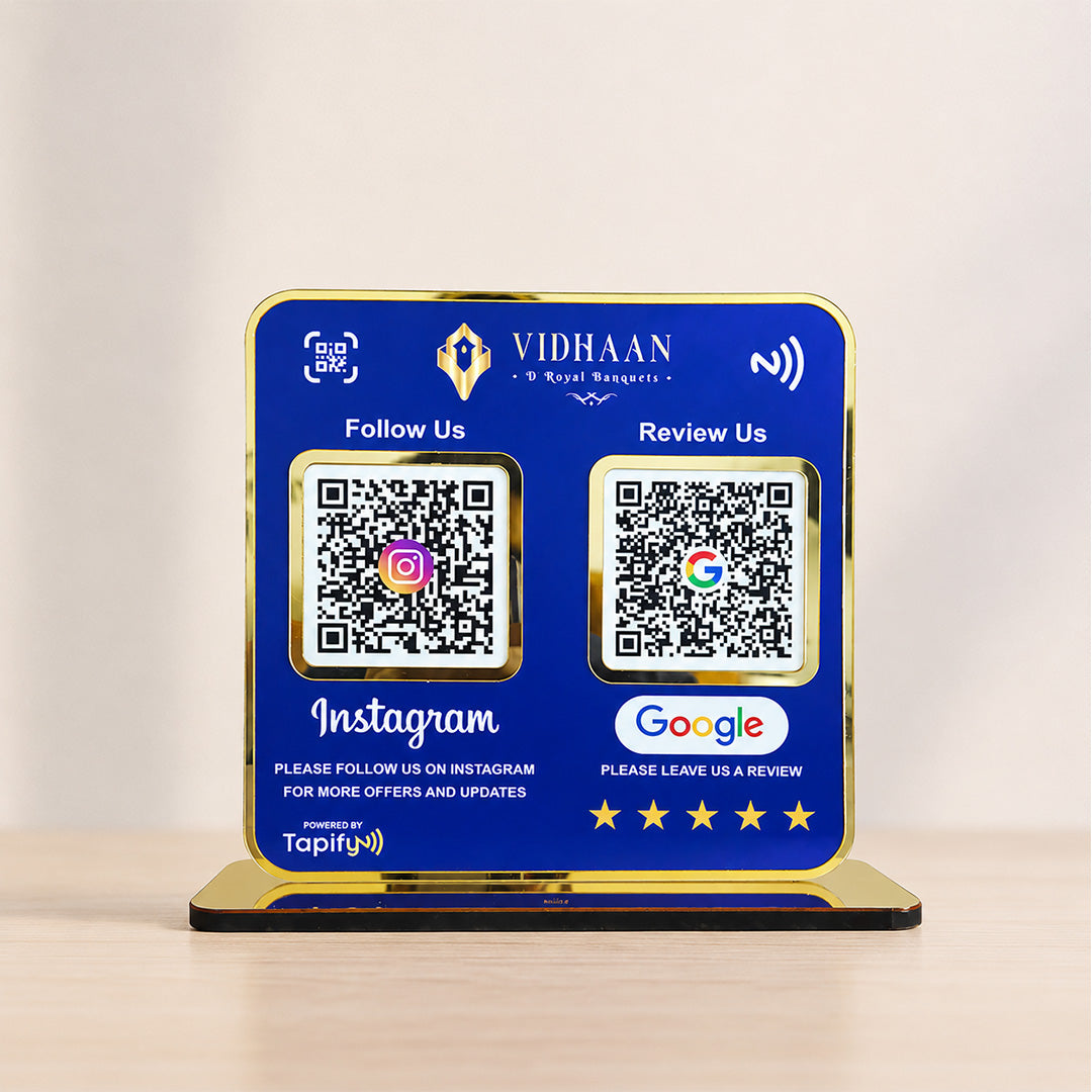 Premium Smart NFC 2-in-1 Table Top Standee - Blue Colour