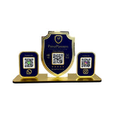 Premium Shield Shaped Smart NFC 3-in-1 Table Top Standee - Blue Colour