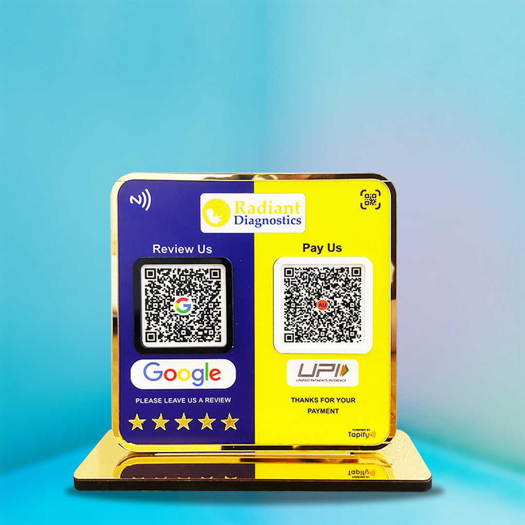 Smart NFC 2-in-1 Premium Standee – Google & UPI Theme