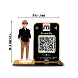 Boy Cutout Smart NFC 1QR Standee - Google Review ( With Golden Border )