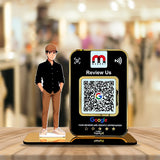 Boy Cutout Smart NFC 1QR Standee - Google Review ( With Golden Border )