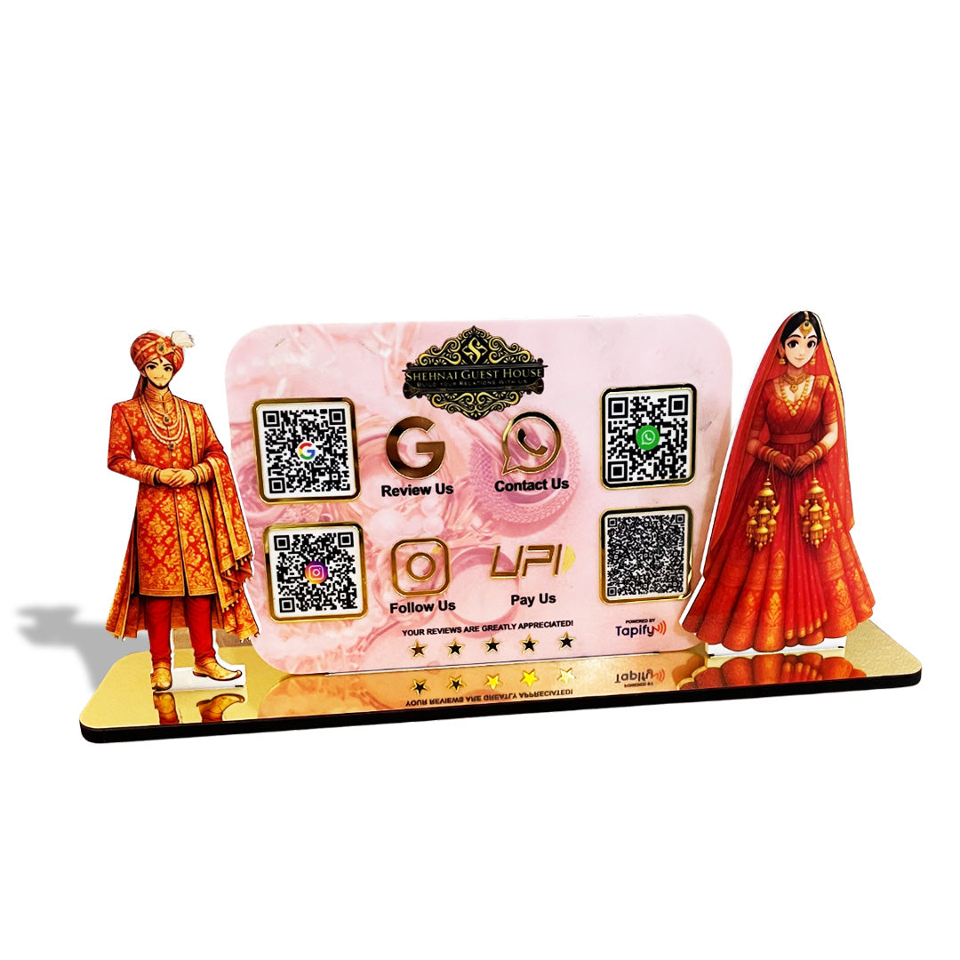 Bride & Groom Cutout Shape - Smart NFC 4 QR Table Top Standee