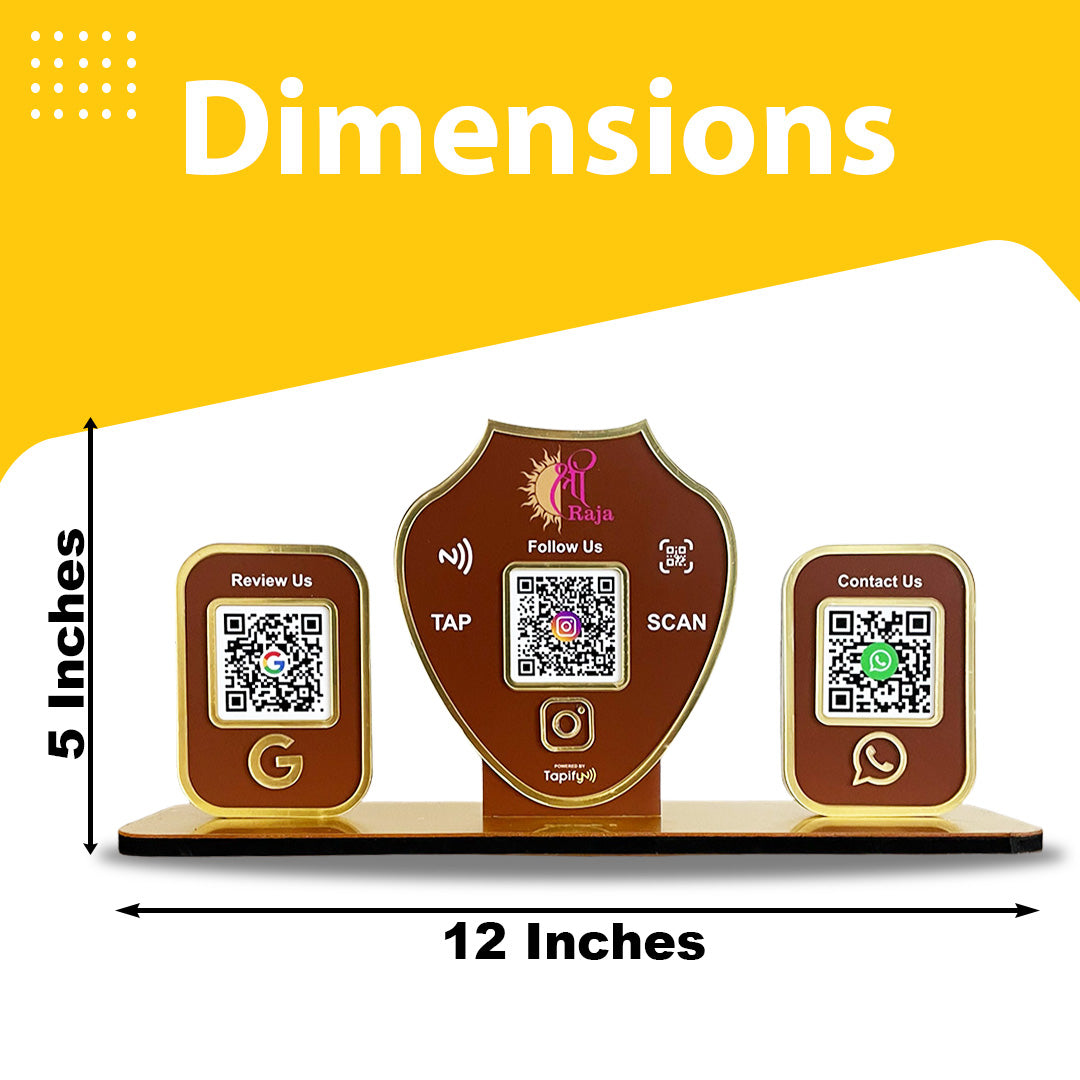 Gold Biscuit Shaped -Smart NFC 3-in-1 Tabletop Standee | For Jewelry Stores - Brown Colour