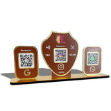 Gold Biscuit Shaped -Smart NFC 3-in-1 Tabletop Standee | For Jewelry Stores - Brown Colour