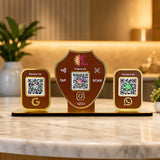 Gold Biscuit Shaped -Smart NFC 3-in-1 Tabletop Standee | For Jewelry Stores - Brown Colour