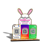 Bunny Logo Cutout Premium Smart NFC 3QR Table Top Standee | Social Media Theme Edition
