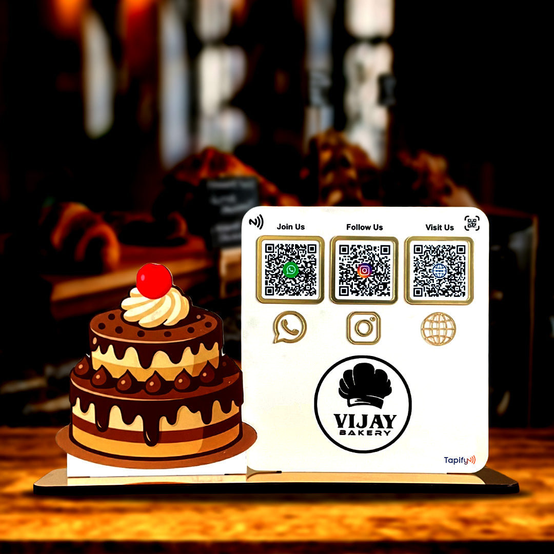 Cake Cutout Shaped Smart NFC 3-in-1 Table Top Standee-II