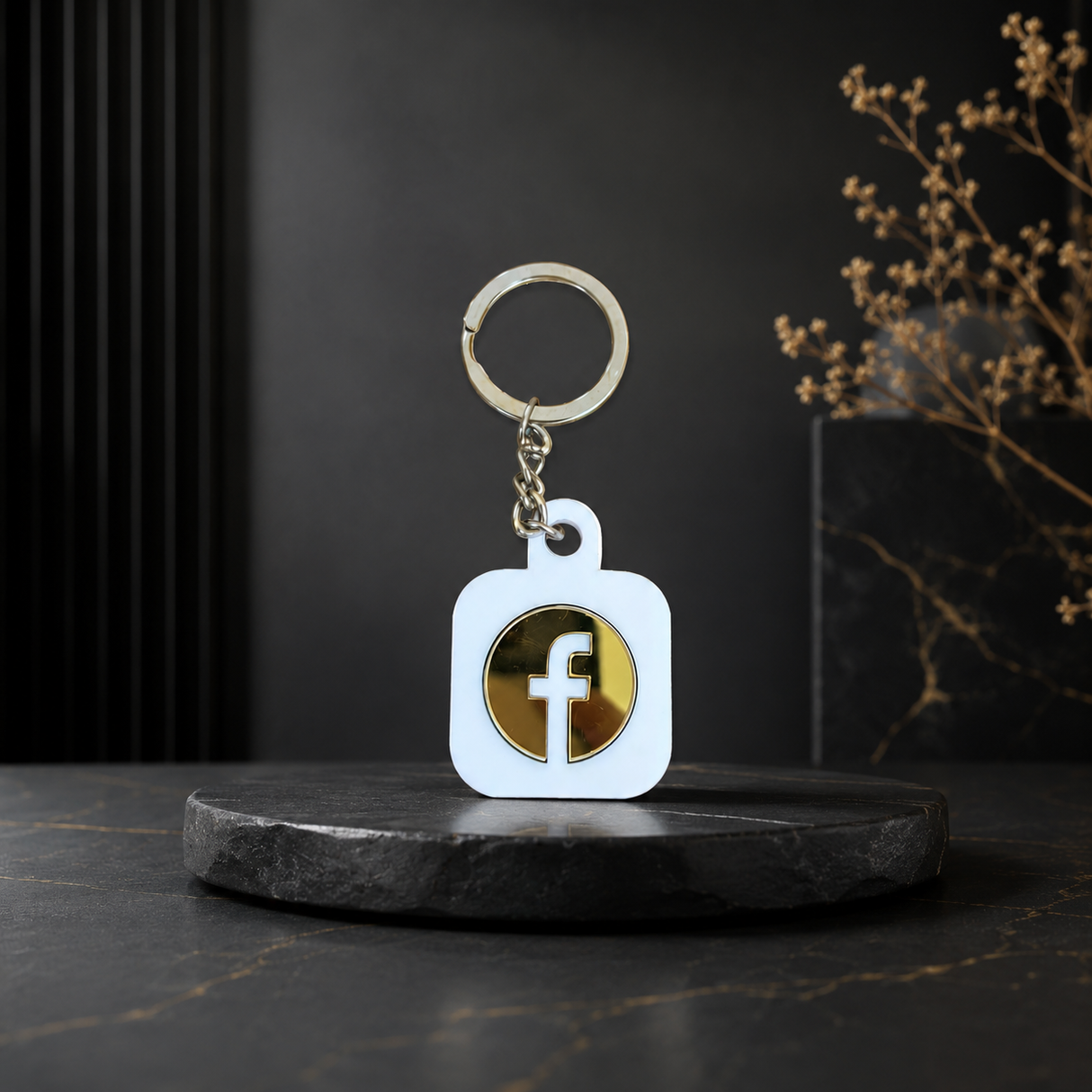 Smart NFC Facebook Keyring - without QR Code(Fixed Design, Your Link Added ) - Acrylic Logo