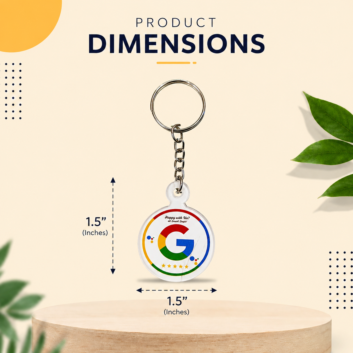Smart NFC Google Review Keyring - without QR Code - White Colour (Fixed Design, Your Link Added )