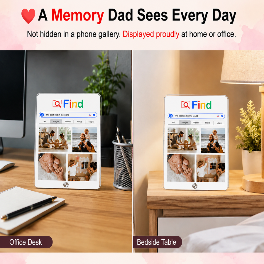 World's Best Dad Google Search  Photo Frame - Custom Acrylic Gift for Father & Son/Daughter ( 4 Photos ) card 4