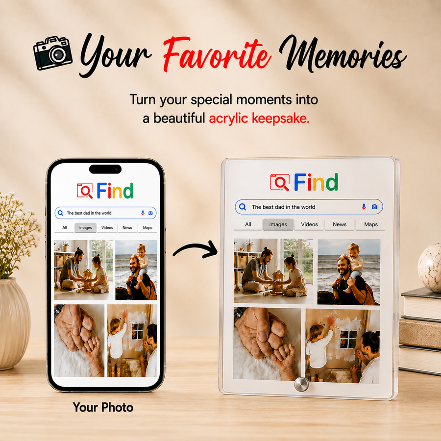 World's Best Dad Google Search  Photo Frame - Custom Acrylic Gift for Father & Son/Daughter ( 4 Photos ) card 1