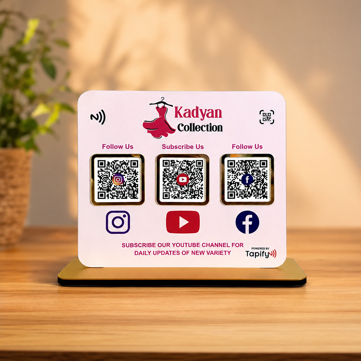 Smart NFC 3-in-1 Table Top Standee - Icon Edition - Pink Colour