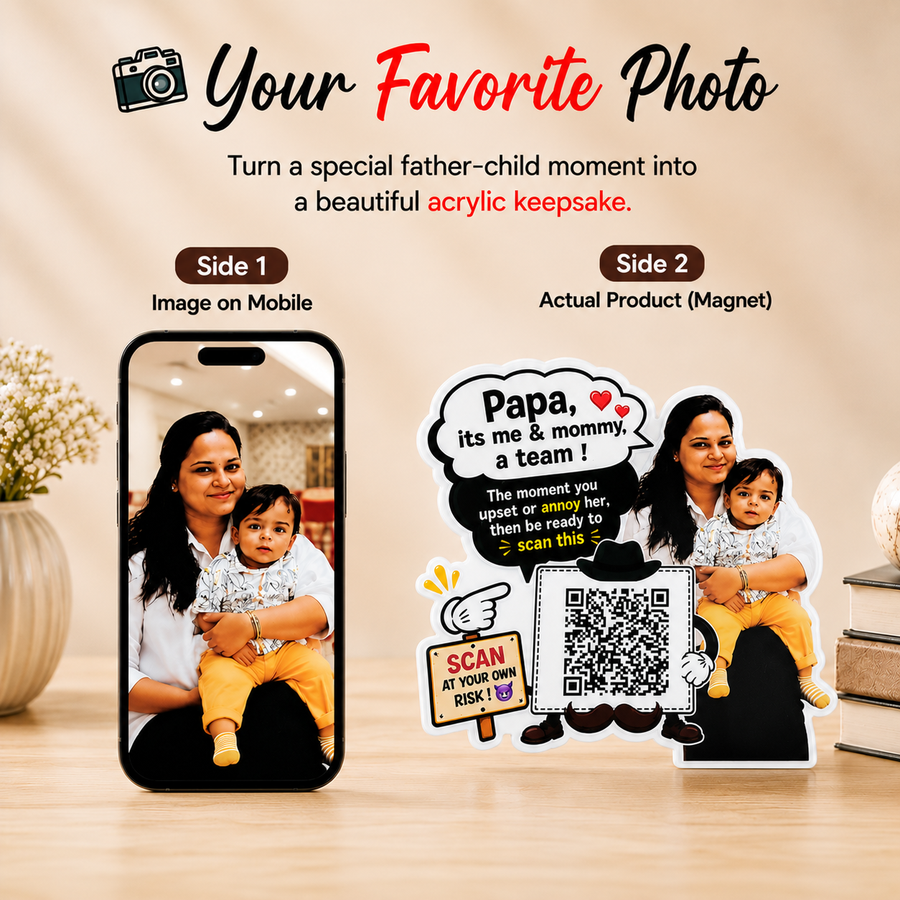 Personalized Photo Fridge Magnet – Custom MDF Gift for Father & Son/Daughter card 1