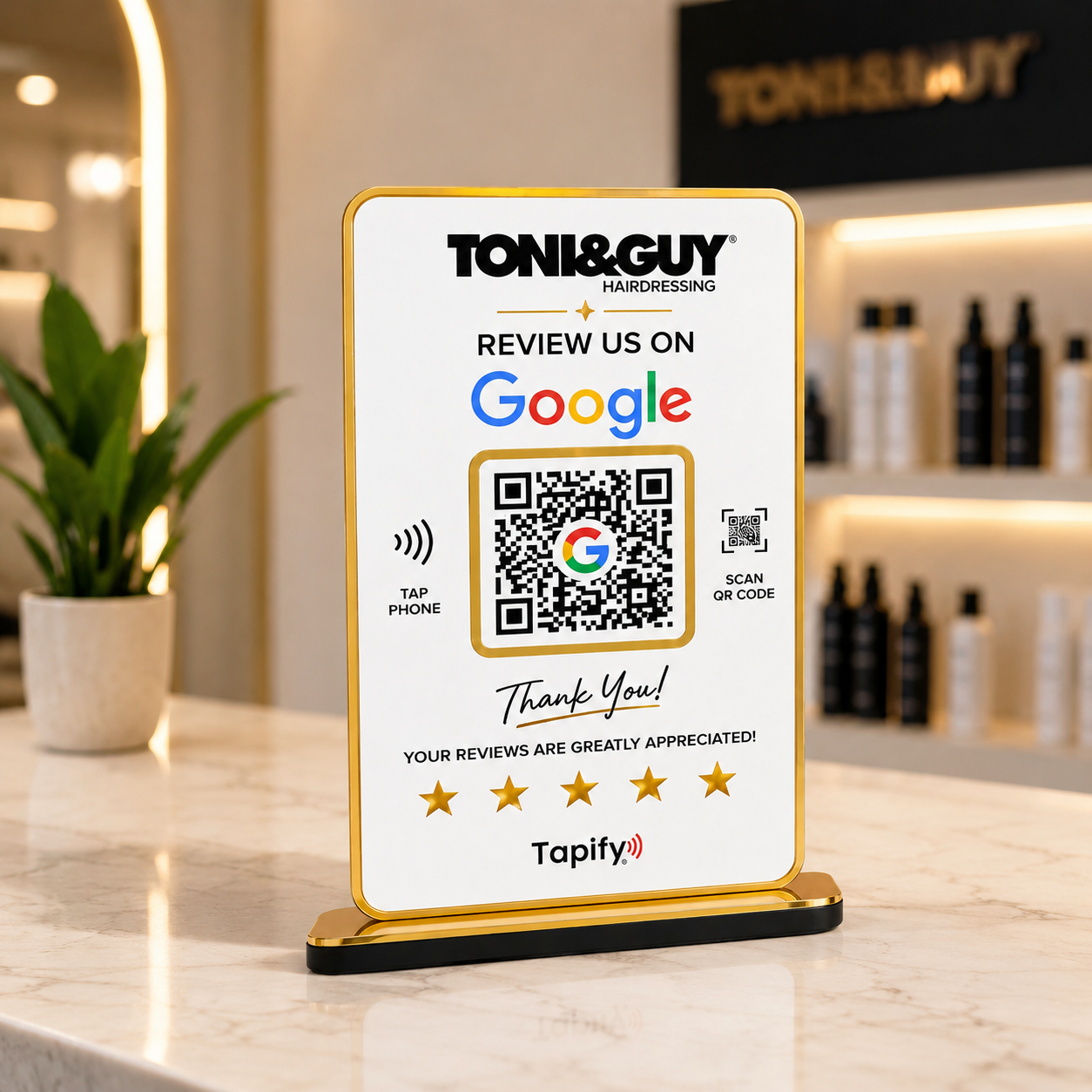 Premium Smart NFC 1 QR Table Top Standee - Text Edition