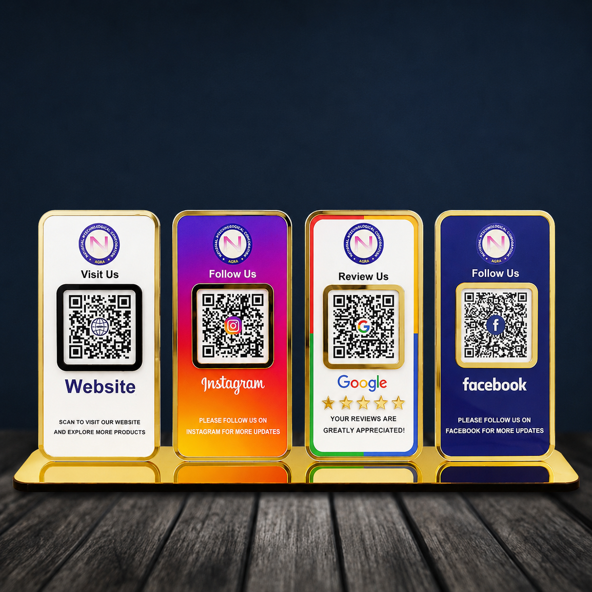 Non-NFC New Premium | Social Media Theme Edition | 4 in 1 Standee  For - Website, Instagram, Google & FB