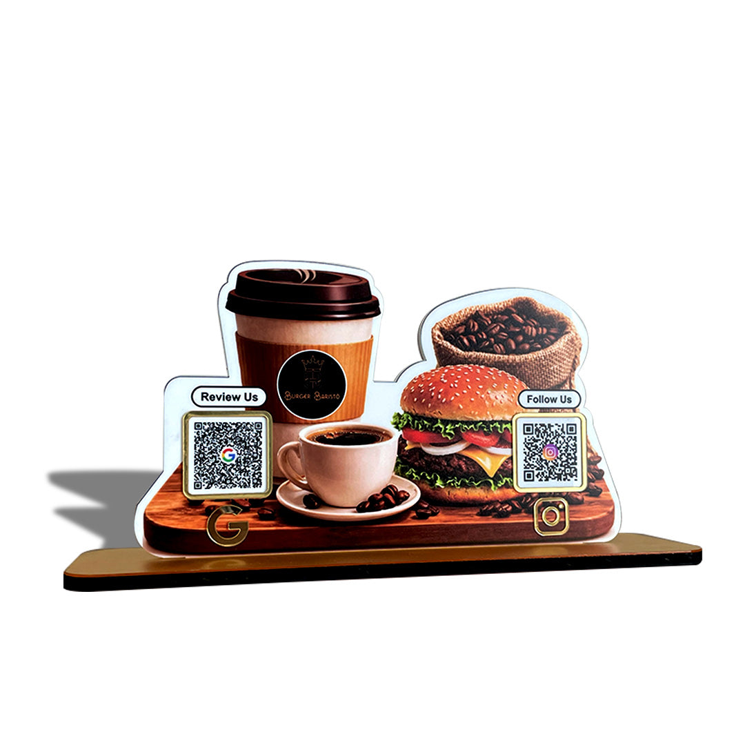 Coffee & Burger Shaped - Smart NFC 2-in-1 Tabletop Standee
