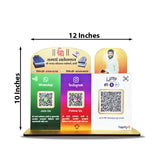 Custom Logo Cutout Smart NFC 3 QR Table Top Standee - With (Big Payment)