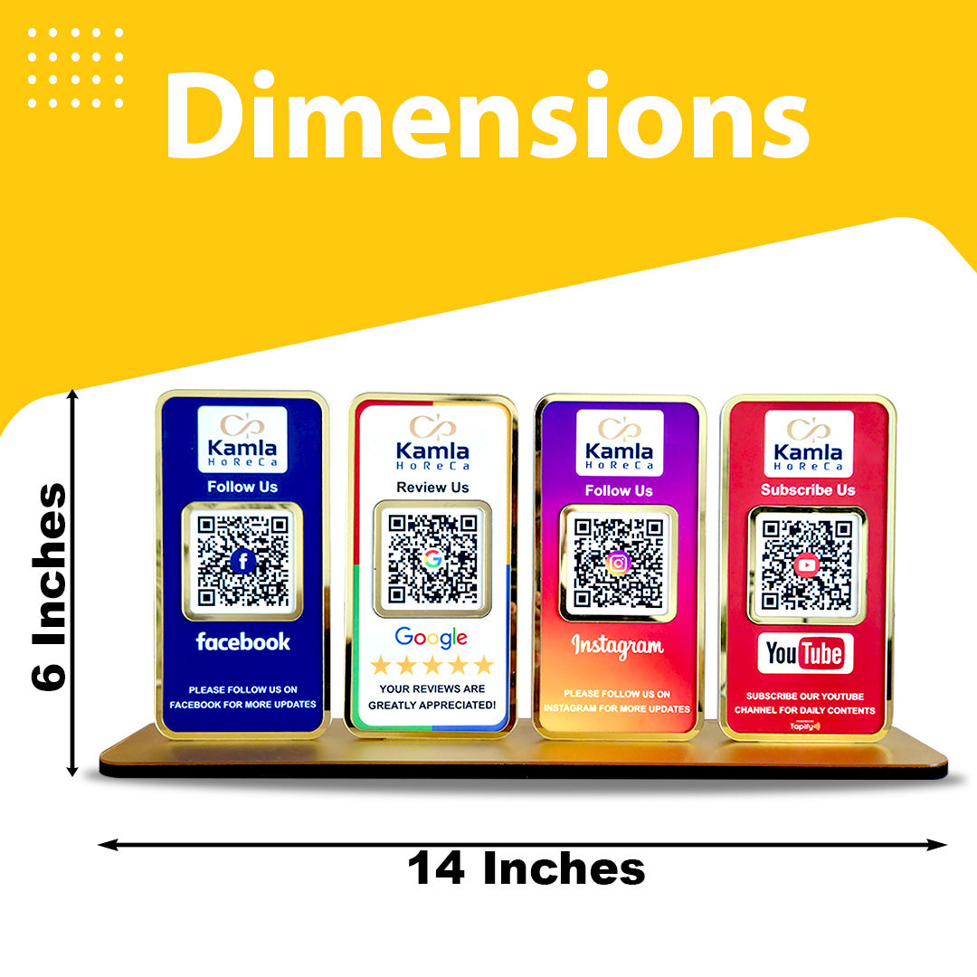 New Premium |Social Media Theme Edition | 4 in 1 Smart NFC Standee  For - Facebook, Google, Instagram, Youtube