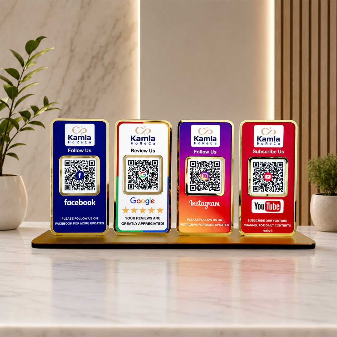 New Premium |Social Media Theme Edition | 4 in 1 Smart NFC Standee  For - Facebook, Google, Instagram, Youtube