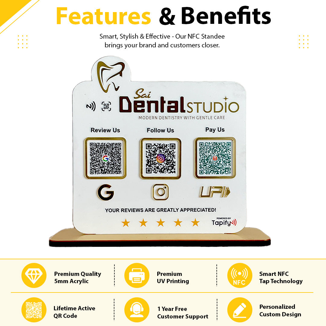 Smart NFC 3-in-1 Standee - Teeth Cutout | For Dentists