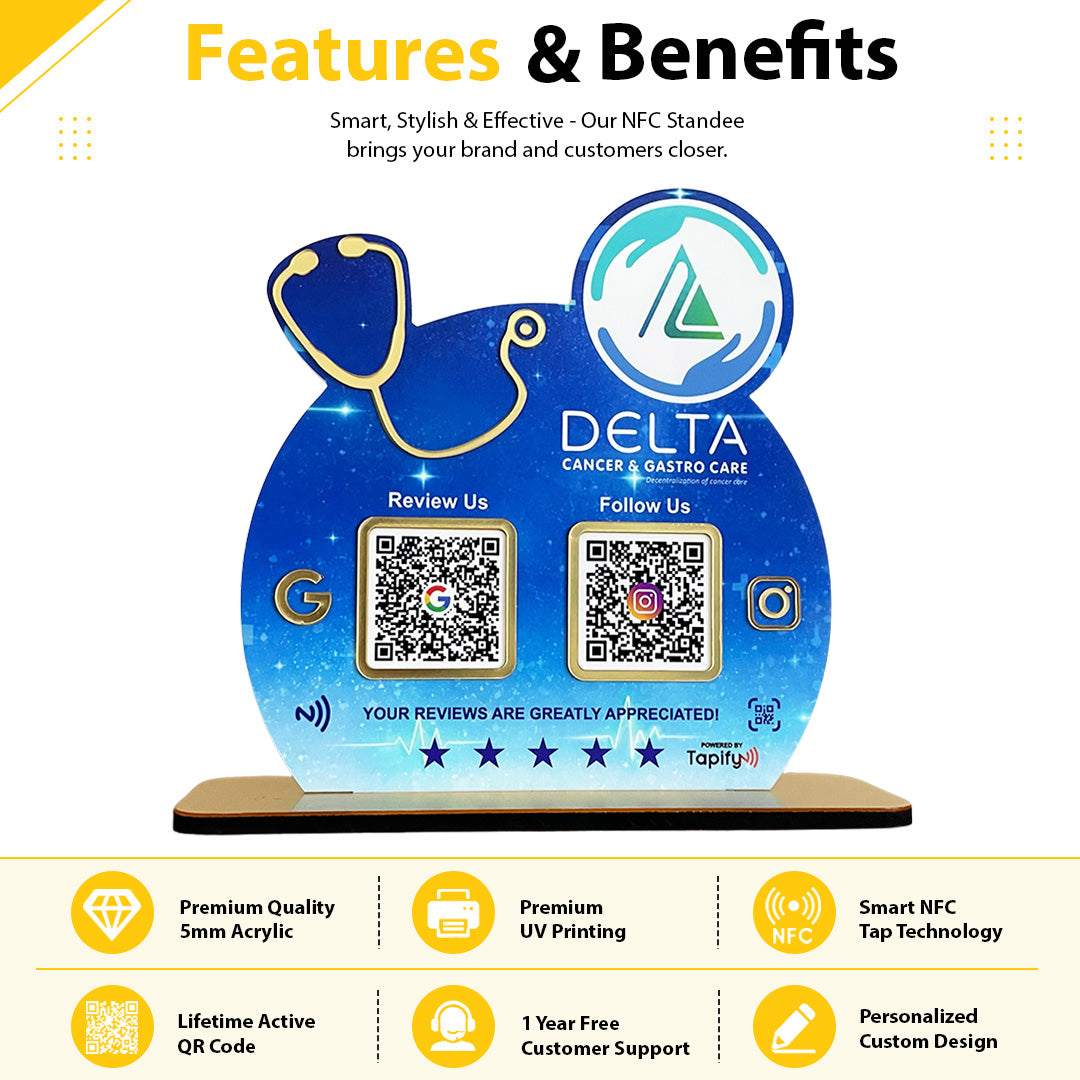 Smart NFC 2-in-1 Standee - Big Stethoscope Cutout | For Doctors