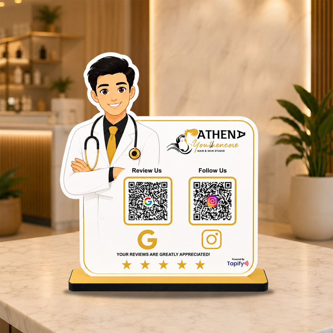 Doctor Cutout Shape - 2 QR Table Top Standee