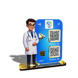 Doctor Cutout Shape - Smart NFC 2QR Standee | Play Store and App Store Theme - Blue Colour