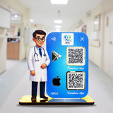 Doctor Cutout Shape - Smart NFC 2QR Standee | Play Store and App Store Theme - Blue Colour