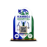 Round Top Doctor Coat Shaped Smart NFC 1 QR Tabletop Standee – All in One -  Hospital Edition