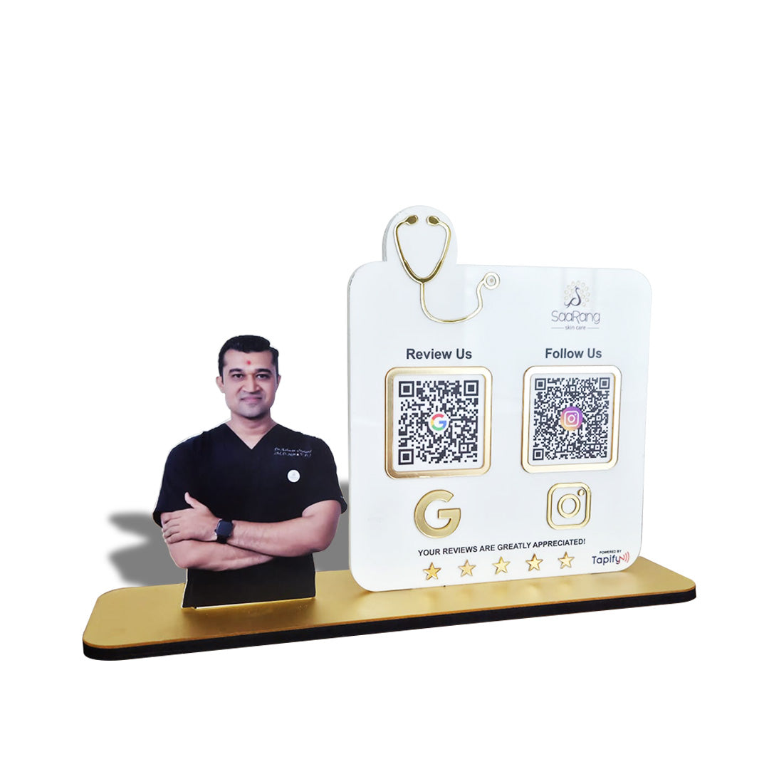 Doctor Cutout Shape - Smart NFC - 2 QR  Table Top Standee