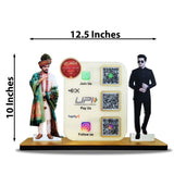 Two Men Cutout Shape - Smart NFC 3QR Table Top Standee - For Ethnic Wear Shop