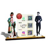 Two Men Cutout Shape - Smart NFC 3QR Table Top Standee - For Ethnic Wear Shop