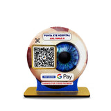 Eye Shaped Smart NFC 1 QR Standee - For Eye Hospitals and Opticians - GPay