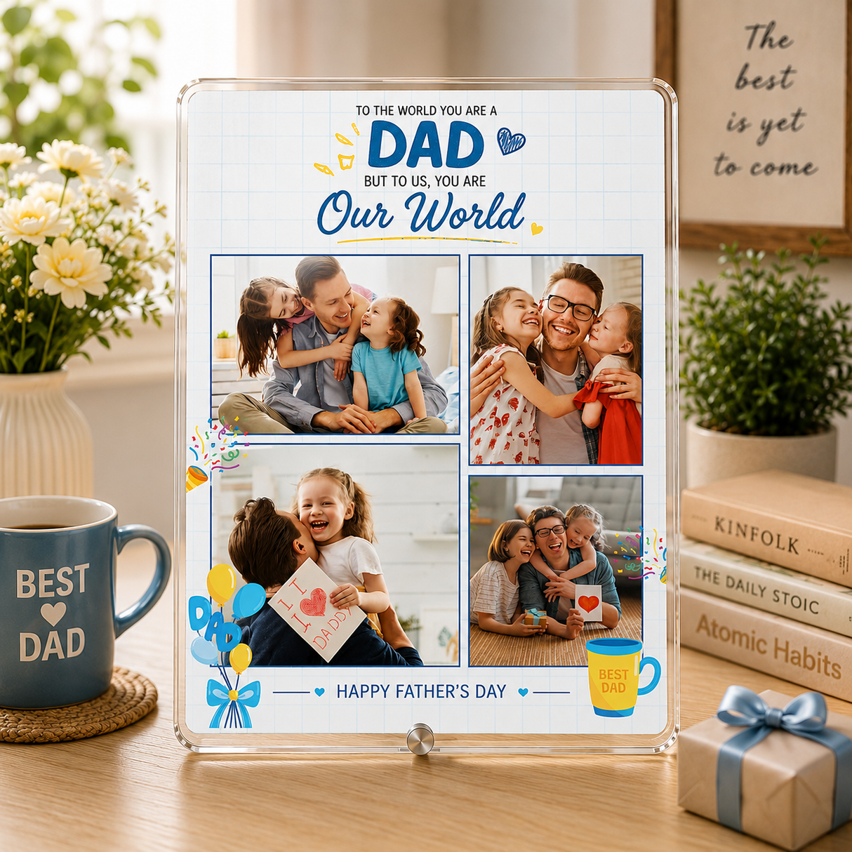 Personalized Father's Day Family Photo Frame - Custom Acrylic Gift for Father & Son/Daughter - III