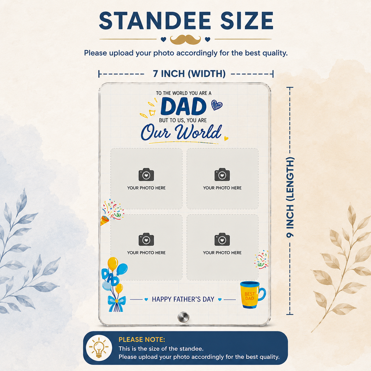Personalized Father's Day Family Photo Frame - Custom Acrylic Gift for Father & Son/Daughter - III